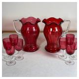 (10pc) CRANBERRY GLASS