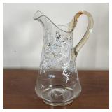 ENAMELED BLOWN GLASS PITCHER