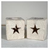 PAIR STONE CANDLE HOLDERS