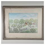FRAMED LANDSCAPE DRAWING