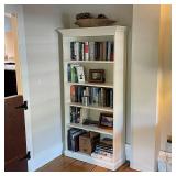PAIR WHITE PAINTED BOOKSHELVES | Beautiful contemporary custom bookshelves with crown moldings, pain