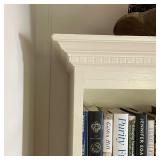 PAIR WHITE PAINTED BOOKSHELVES | Beautiful contemporary custom bookshelves with crown moldings, pain
