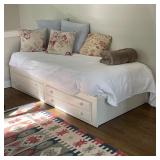 TWIN BED WITH DRAWERS | white painted bedframe with two drawers, approx. l. 82 x w. 44 in. 