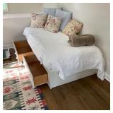 TWIN BED WITH DRAWERS | white painted bedframe with two drawers, approx. l. 82 x w. 44 in. 