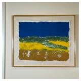 ABSTRACT OIL ON LINEN LANDSCAPE | No apparent signature, framed behind glass; 27-1/4 x 33 in. (overa