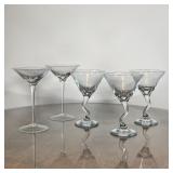 (5pc) ASSORTED MARTINI GLASSES | Tallest 7 in. 