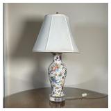 FLORAL CERAMIC LAMP | Beautifully decorated with flower clusters throughout; h. 16 in. base without 