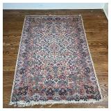 FLORAL RUG | Fringed short edges, some damage to the sides; 3-3/4 x 6 ft. 