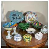 (12pc) LOT OF INTERNATIONAL CERAMICS | Including green snack server with three bowls (8 in.), three 