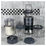 (2pc) FOOD PROCESSORS | Nutribullet with extra cups, lids, and two blades (base h. 8 in.) and Krups 
