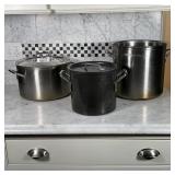 (3pc) LARGE POTS | Including 8 Qt Commercial Aluminum cookware pot, Sitram France 28-T, and lidded S