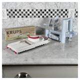 (2pc) CUTTING APPLIANCES | Including Krups OptiSlice electric knife in original box (untested), Spir