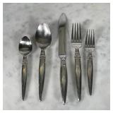 ASSORTED LISA JENKS FLATWARE | Dinner forks. Salad forks, knives (10 in.), big spoons, little spoons