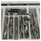 ASSORTED LISA JENKS FLATWARE | Dinner forks. Salad forks, knives (10 in.), big spoons, little spoons