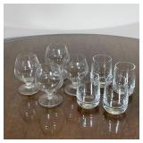 (8pc) CORDIAL AND SHOT GLASSES | 4 small cordial glasses, 4 shot glasses; tallest 3 in. 