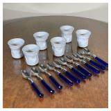 (6pc) BIALETTI BICCHIERINI CUPS | Italian espresso cups in white! Comes with bonus spoons with blue 