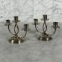 PAIR STERLING CANDLE HOLDERS | Fisher sterling, three tiered candlestick holders with weighted bases
