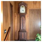 GRANDFATHER CLOCK | White painted dial decorated with gilt pen work flowers, Arabic numerals, chime,