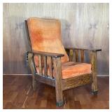 MORRIS RECLINING ARM CHAIR | Hinged back with adjustable bar for reclining, high armrests, removable