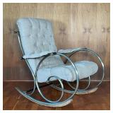 MID CENTURY CHROME THONET STYLE ROCKER | Mid-century modern chrome frame rocking chair in the manner