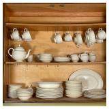 ESTATE LOT WEDGWOOD DINING SET | Collection of bone white dinnerware with ridges; Including dinner p