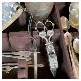 MISC LOT KITCHEN ITEMS | In nice faux alligator flatware case: plus footed platter (dia. 10 in.), te