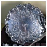 MISC LOT KITCHEN ITEMS | In nice faux alligator flatware case: plus footed platter (dia. 10 in.), te