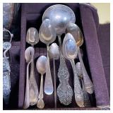 MISC LOT KITCHEN ITEMS | In nice faux alligator flatware case: plus footed platter (dia. 10 in.), te