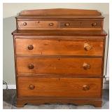 ANTIQUE WOOD BUREAU - LARGER | Later 19th century style; three horizontal drawers and two small hori