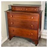 ANTIQUE WOOD BUREAU - SMALLER | Later 19th century style; superstructure with two drawers over three