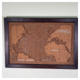 WWII PAN AM AIRPORT CORK MAP | Handmade vintage cork map of Pan American Airways Atlantic Division R