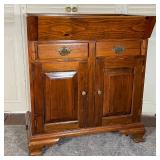 FALL FRONT DRY SINK | Colonial style wood fall front dry sink over a two door cabinet with one shelf