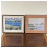 PAIR of PASTEL LANDSCAPES | One depicting lake among mountainous scene inscribed "View from Little C