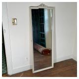 FULL LENGTH MIRROR | White painted frame with an urn finial; h. 61-1/2 x w. 22-1/4 in. 