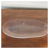 GLASS FISH PLATE | It has a fish on it! Long glass plate with a pressed design of a fish, great for 