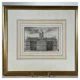 ANTIQUE FRENCH ENGRAVING | Architectural scene, titled "La Maison de Ville d