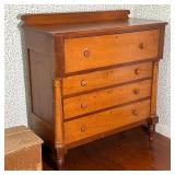 EMPIRE CHEST of DRAWERS | Solid tiger maple drawer fronts, wood pulls, and half-columns; h. 47 x w. 