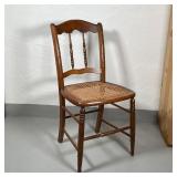 CANED SIDE CHAIR | Having a nicely figured crest rail over turned column backsplat, with caned seat;