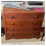 COUNTRY CHEST of DRAWERS | Probably pine, having four full-width drawers with wood pulls, with cigar