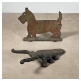 (2pc) CAST IRON DOORSTOP ETC. | Including a dog door stopper (h. 7-1/2 x w. 9-1/2 in.) and a beetle 
