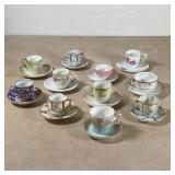 (22pc) DEMITASSE CUPS & SAUCERS | 11 pairs of demitasse cups and saucers, including 3 by Limgoes, 1 
