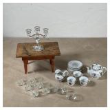 GROUP of MINIATURES | Including a porcelain miniature tea set, decorated with violets and having gil