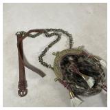 VINTAGE SCOTTISH SPORRAN | Of leather and fur with brass hardware and chain; bag approx. 8 x 6-1/4 i