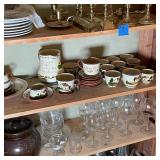 MOTTO WARE TEA SET | Watcombe, England, countryside theme paint decorated set, including a pitcher, 