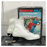 PAIR LADIES FIGURE SKATES | American ACES ladies figure skates in white, appearing in new condition,