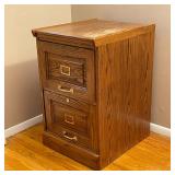 FILE CABINET | Wooden file cabinet having two drawers with polished brass hardware; h. 31 x w. 18-1/