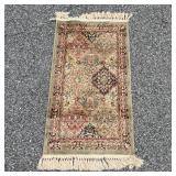 MINI KARASTAN RUG | Small mat with six color medallions on a green field; 3 ft. 9 in. x 2 ft. 1 in. 