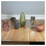 (7pc) ROWE POTTERY & OTHER VASES | A group of decorative vases, including: a Rowe Pottery Works (RPW