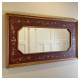 PAINT-DECORATED MIRROR | Folk art style painted panel with scrolling bellflower, with an inset octag