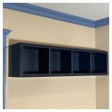 HANGING WALL SHELF | Wall cubby / organizer, with four cubbies/ open shelves; w. 40 x h. 10 x d. 8 i